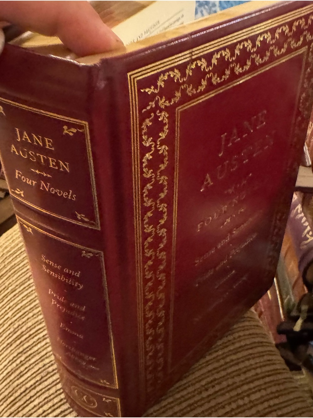 Jane Austen Classic Four Novels - Burgundy Decorative Leather Bound Cover NWOTs
